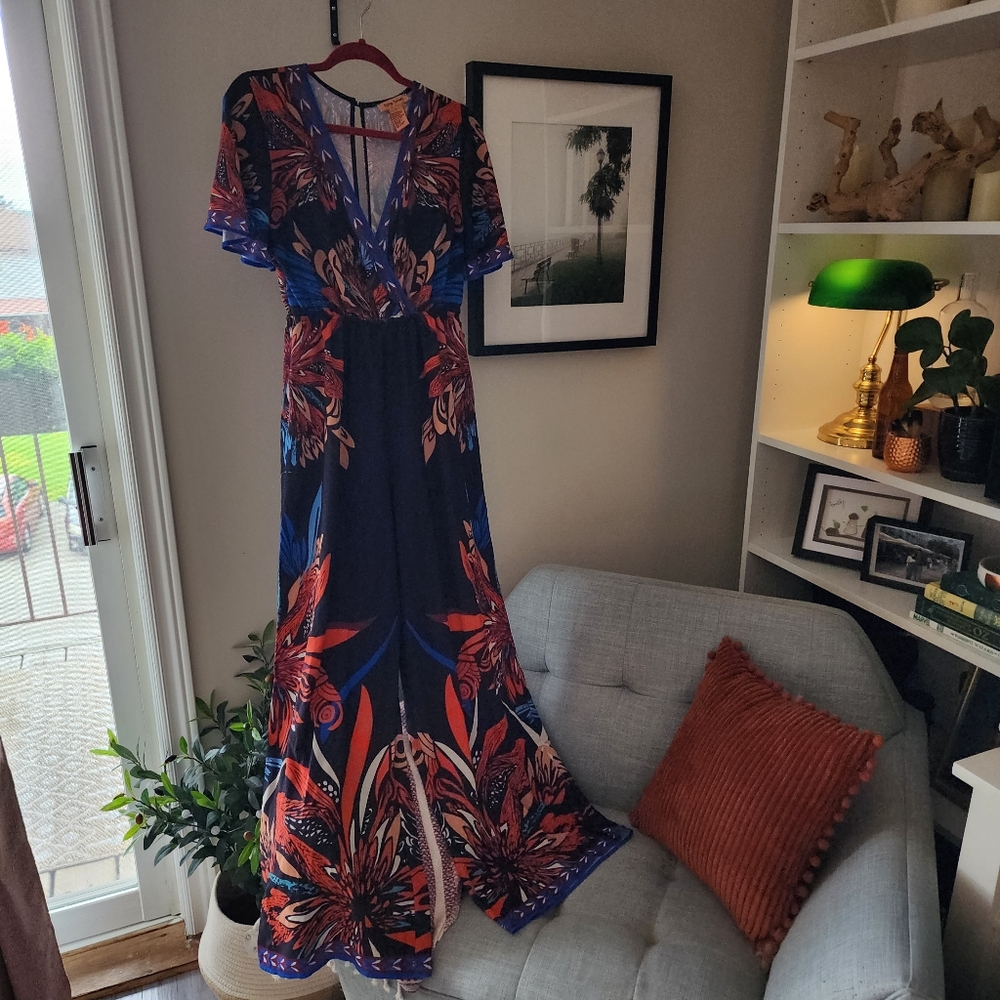 Flying Tomato - 70s Style Wide Leg Jumpsuit